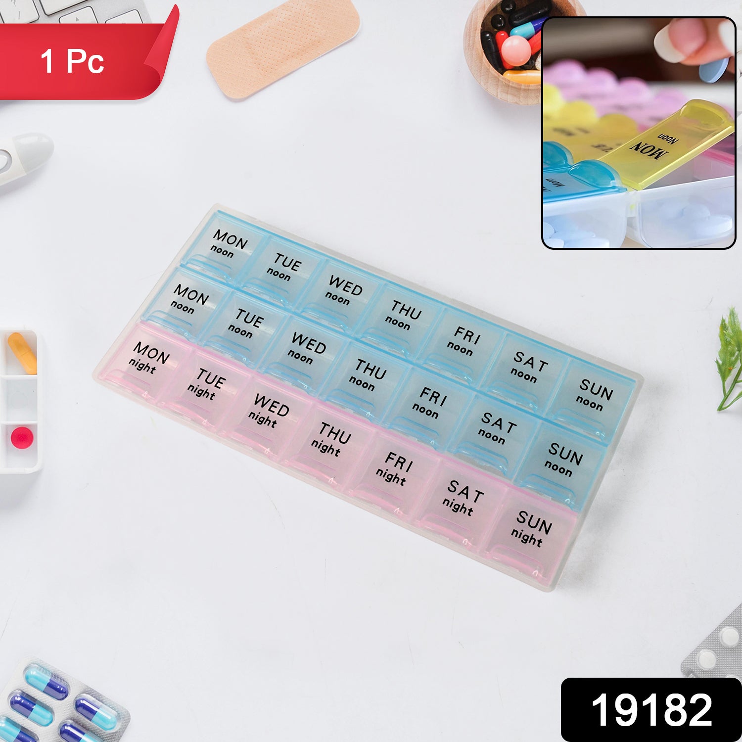 Weekly Pill Organizer Box With 21 Compartments (1 Pc) Weekly Pill Organizer Box With 21 Compartments (1 Pc)